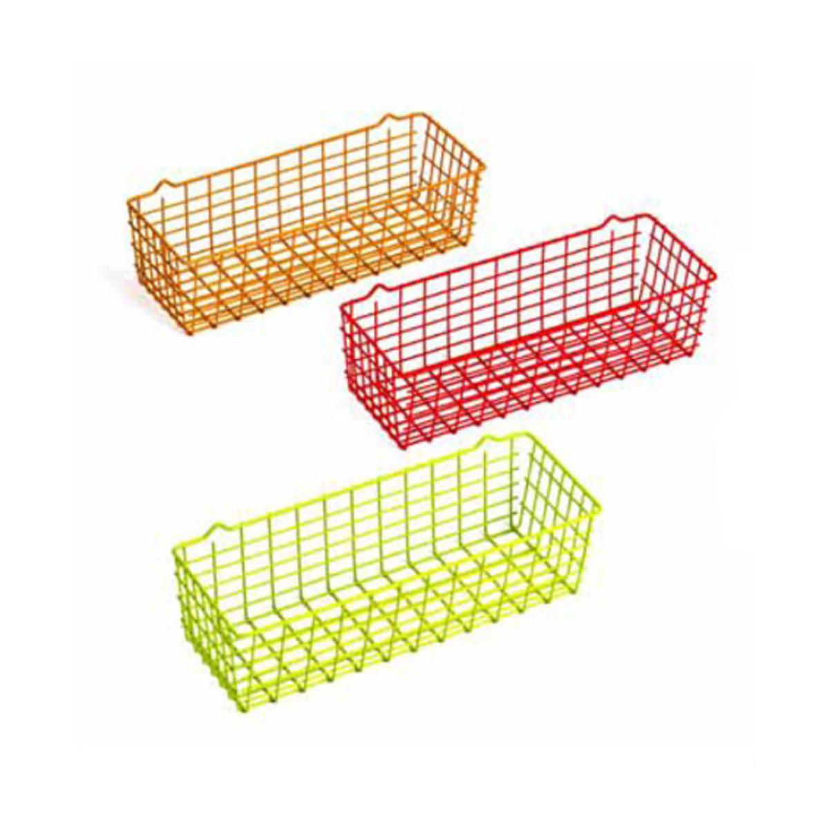 Panier multiservices - Fil plastifié - 10,5 x 33 x 12 cm - Multicolore