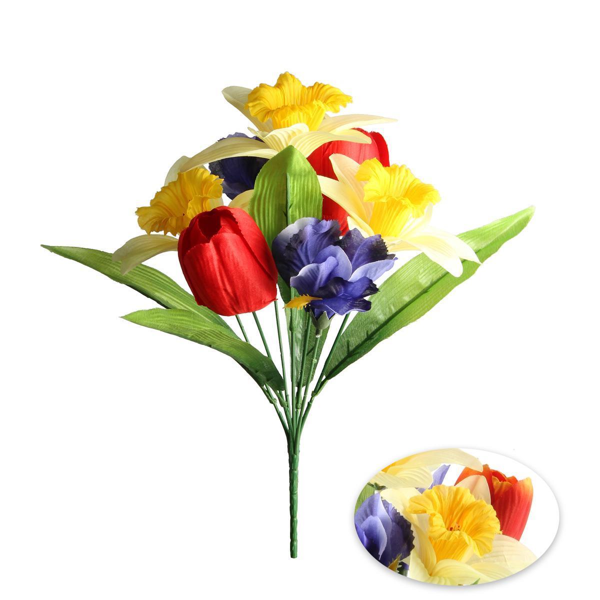 Bouquet Tulipes, Iris Jonquilles - H 34 cm