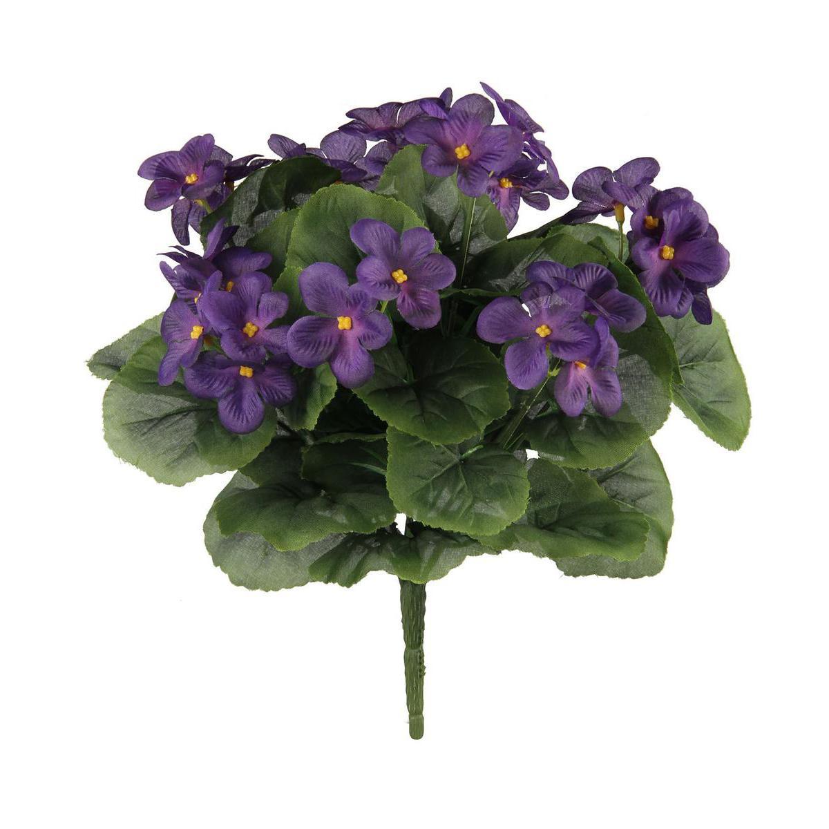 Bouquet de violettes - Plastique, Polyester - H 30 cm - Violet