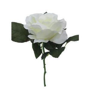 Tige de rose et pivoine - Plastique, Polyester - H 28 cm - Blanc