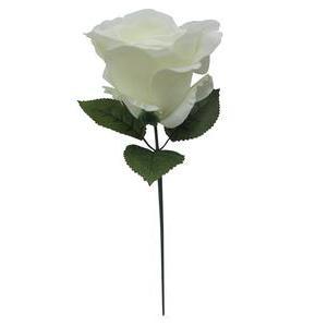 Tige boutons de rose hortensia - Plastique, Polyester -H 28 cm -  Blanc