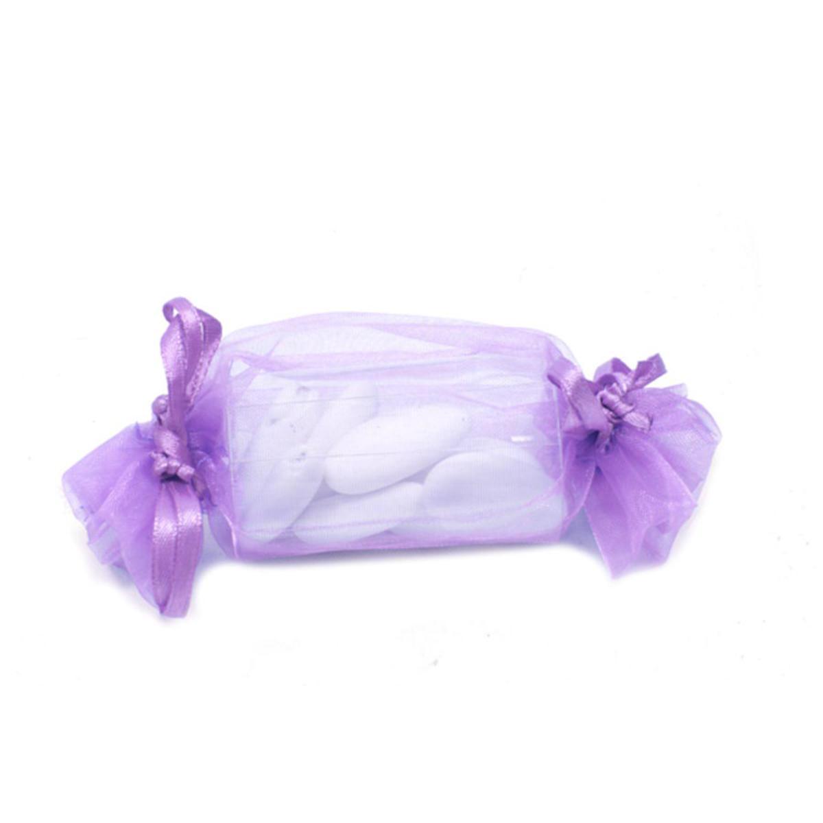 Lot de 12 ballotins - Organza et PVC - Diamètre 3 x 11 cm - Violet