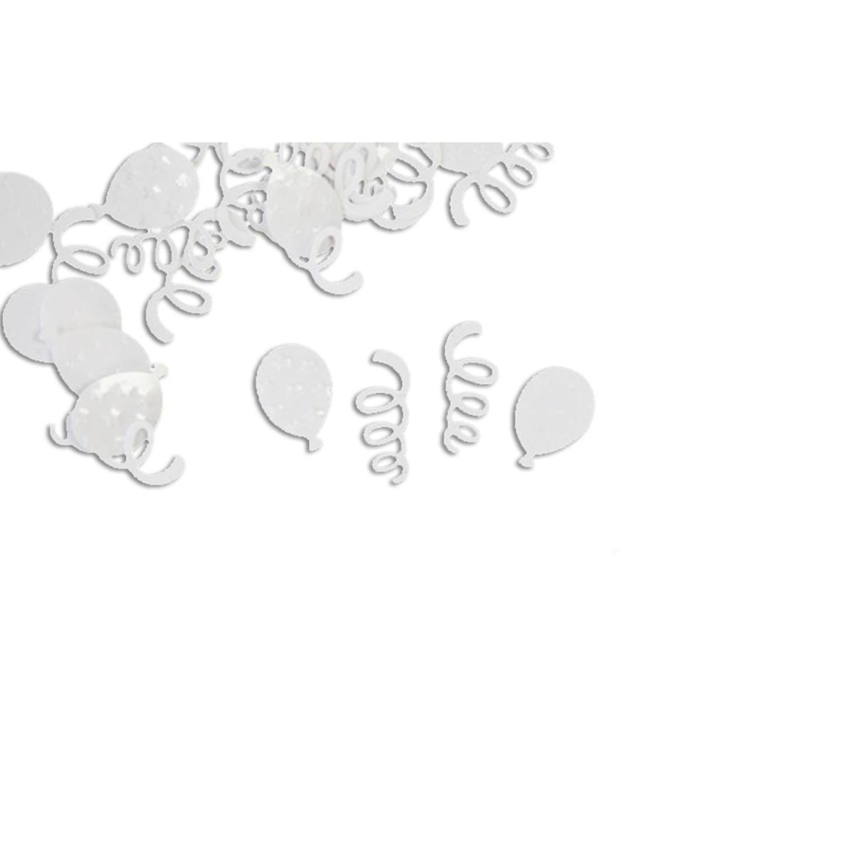 Sachet de confettis de table ballon et serpentin - Plastique - 10g - Blanc