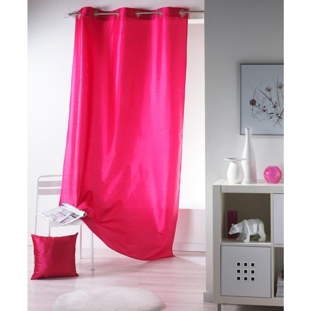 Voilage Laos en polyester - 135 x 240 cm - Rose fushia