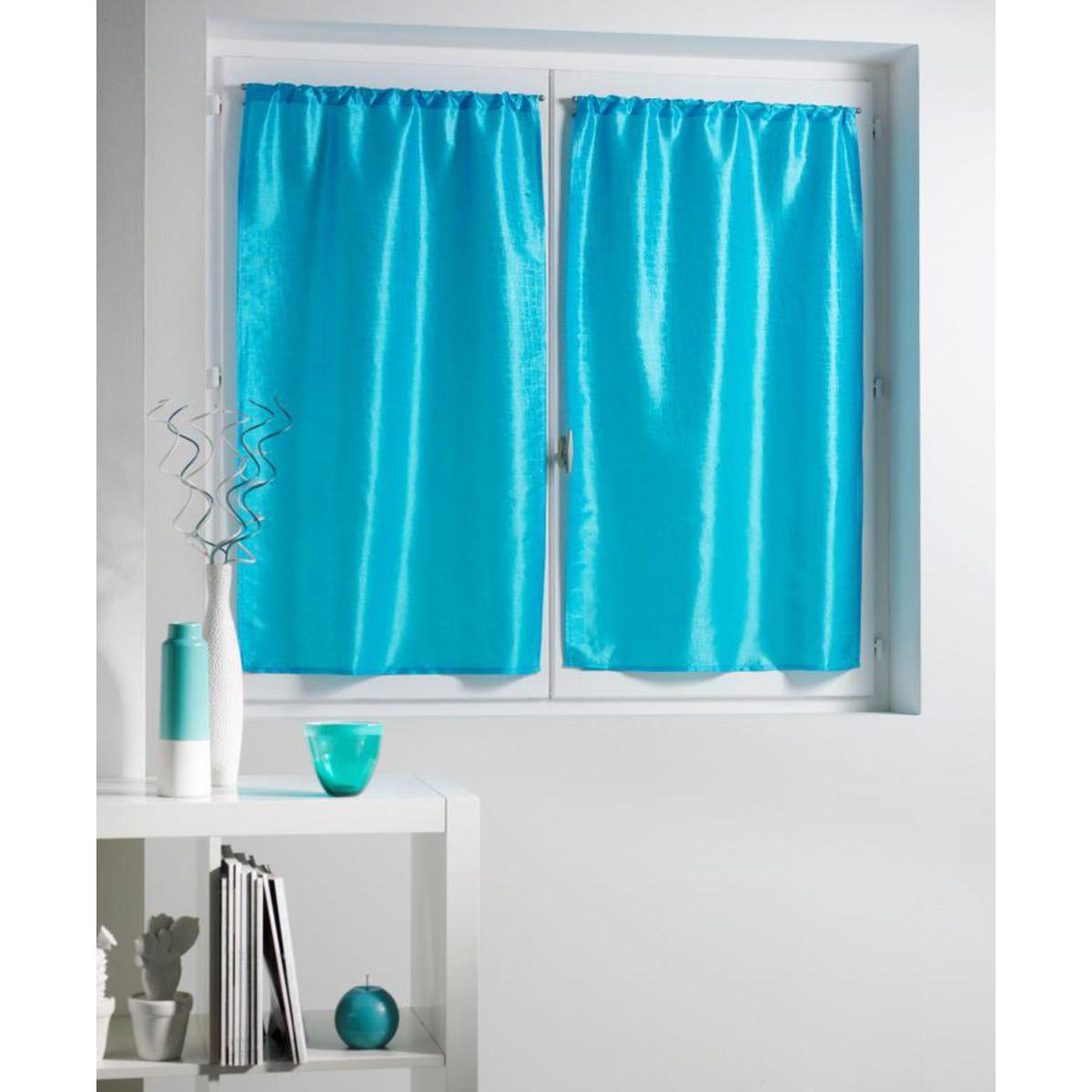 Paire de vitrages Laos en polyester - 70 x 120 cm - Bleu turquoise