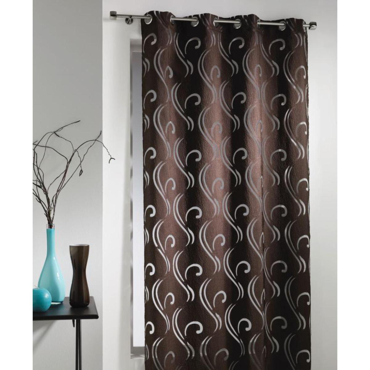 Voilage Etincelle en organza - 140 x 240 cm -  Marron