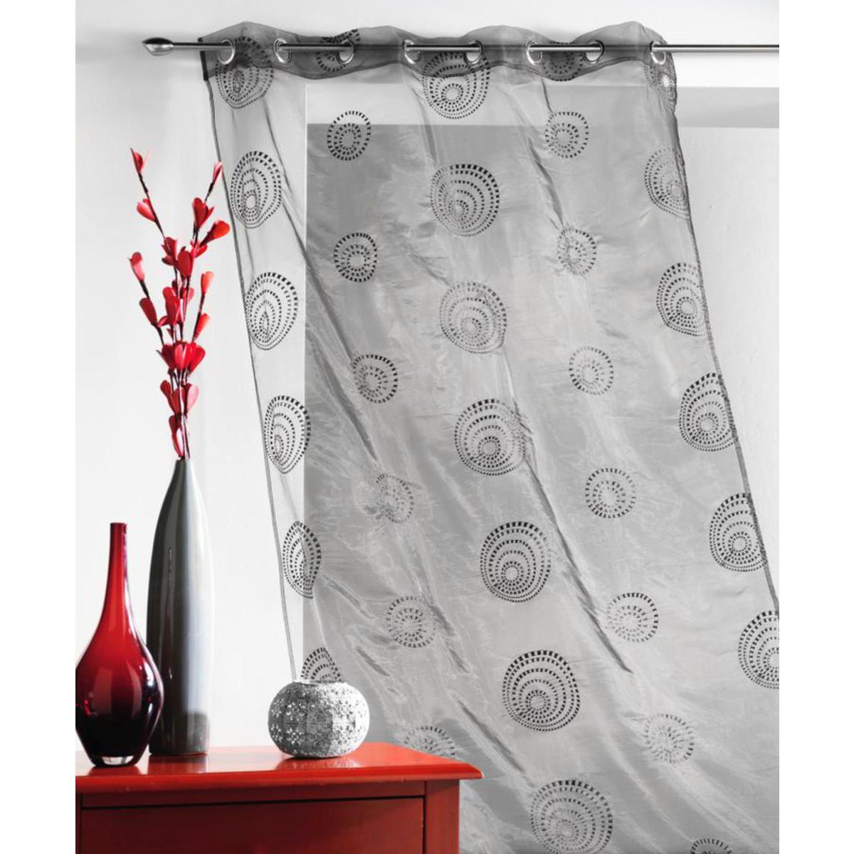 Voilage Osiris brodé en organza - 140 x 240 cm - Gris