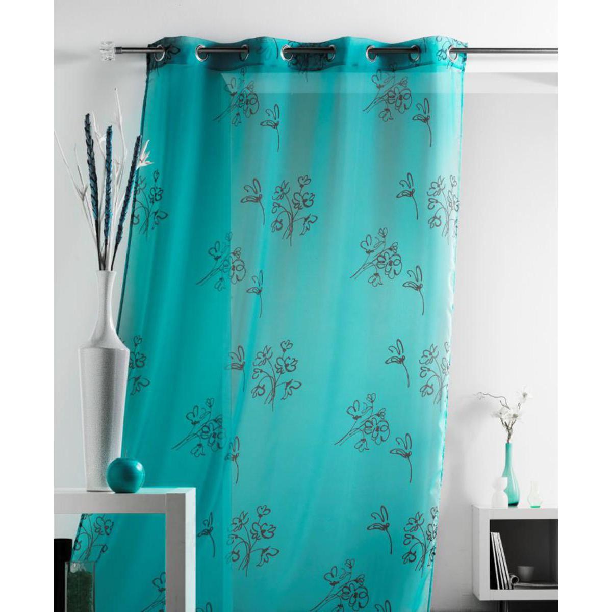 Voilage Iris en polyester - 140 x 240 cm - Bleu