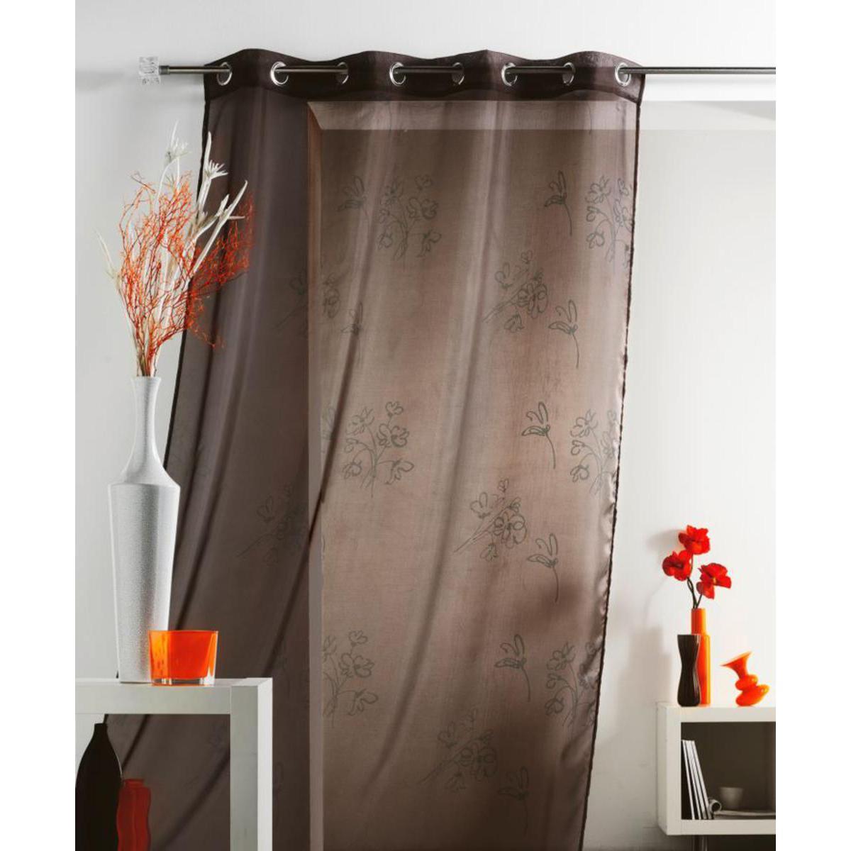 Voilage Iris en polyester - 140 x 240 cm - Marron chocolat