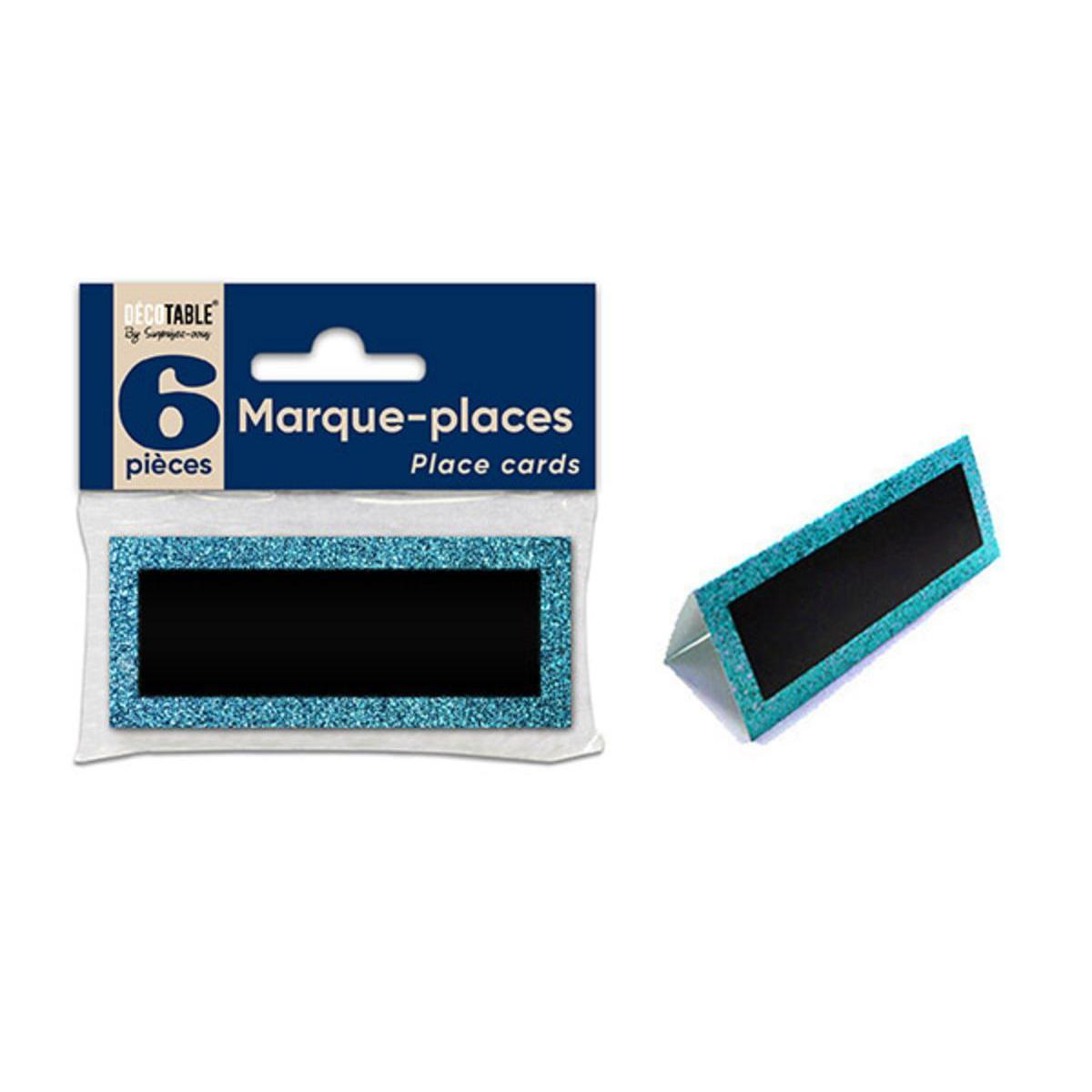 Marque-place paillettes bleu océan recharge