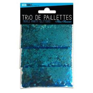 Trio de paillettes bleu nuance