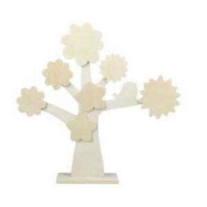 Arbre à décorer avec 7 formes en bois - 22 cm - beige