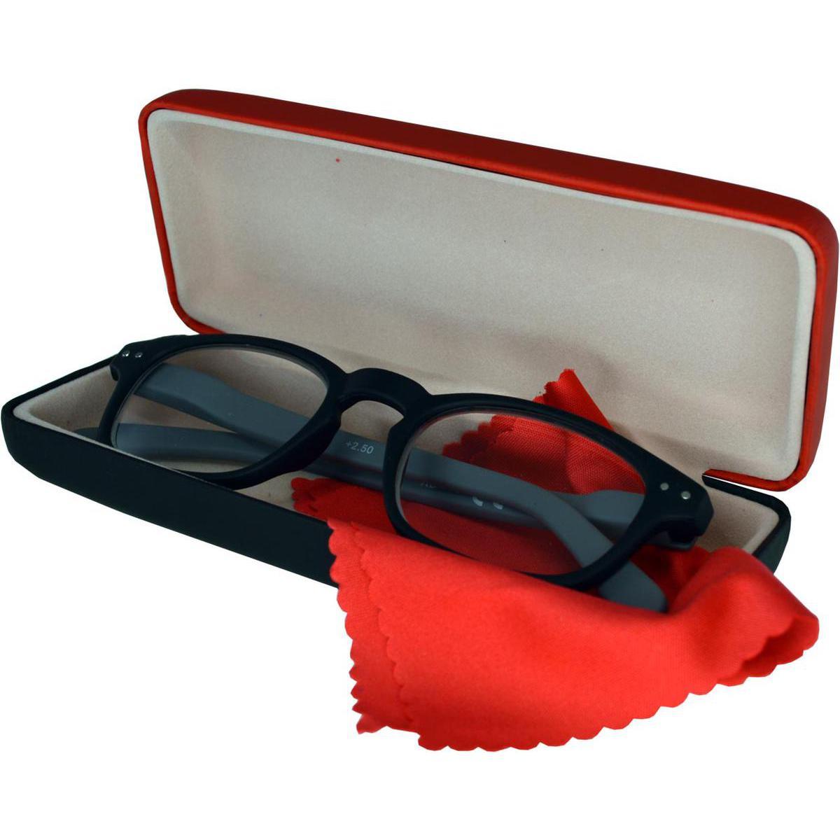 Etui à lunettes - Carton et plastique - 15 x 6 cm - Rouge, bleu, noir ou gris