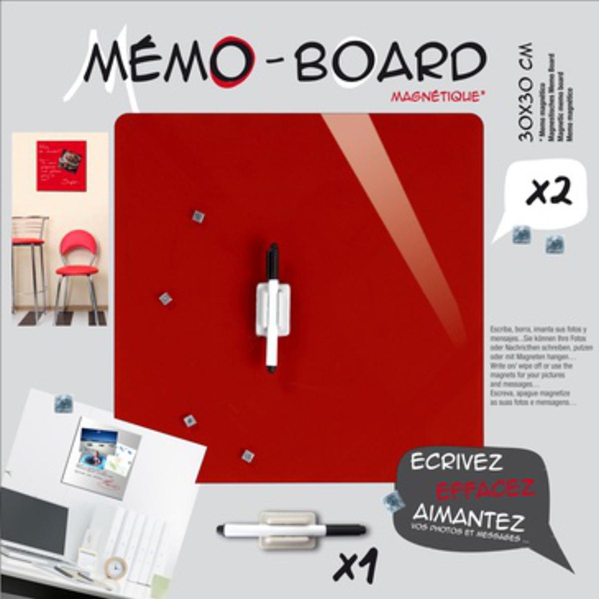 Magnet Memo Board - 30 x 30 cm - Verre - Rouge