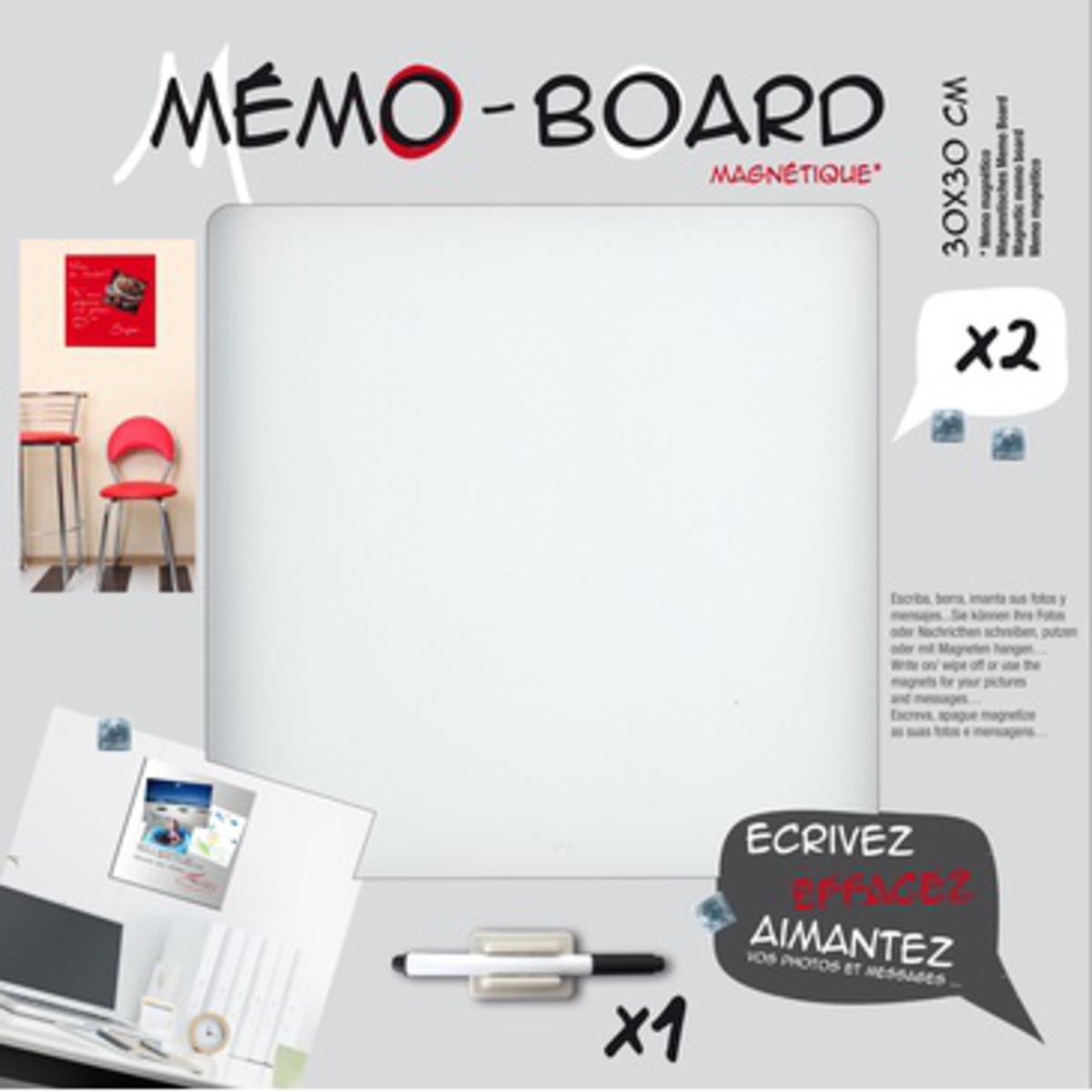 Magnetic Memo Board - 30 x 30 cm - Verre - Blanc