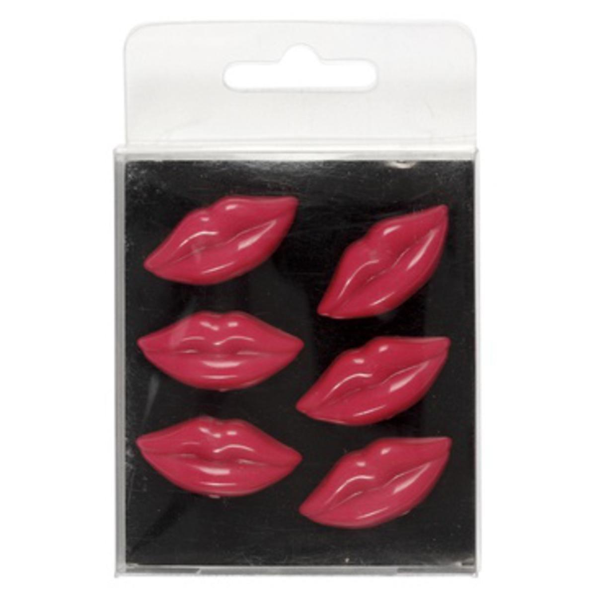 Lot de 6 magnet Lips - 10,5 x 7 cm - Aimant - Rouge
