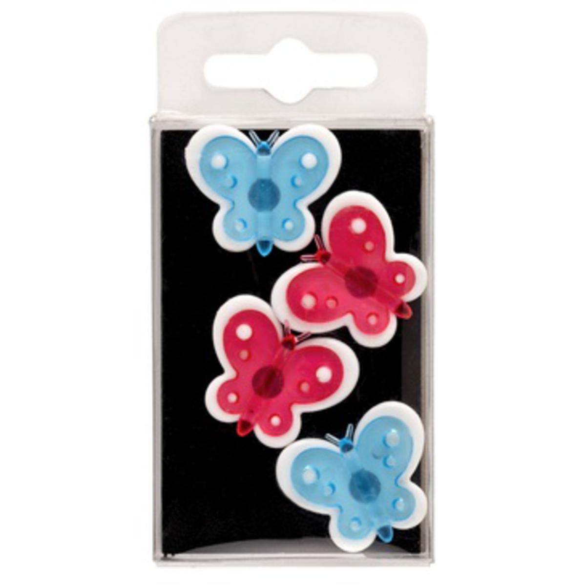 Lot de 4 magnets papillons - 10 x 5 cm - Aimant - Bleu