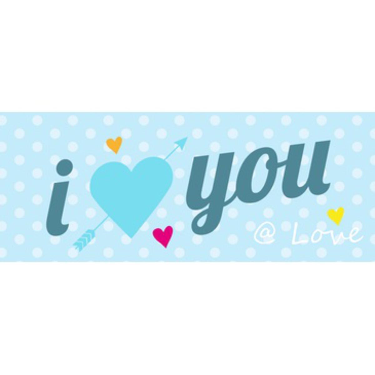 Chassis toile I love you - 20 x 50 cm - Chassis pin - Multicolore