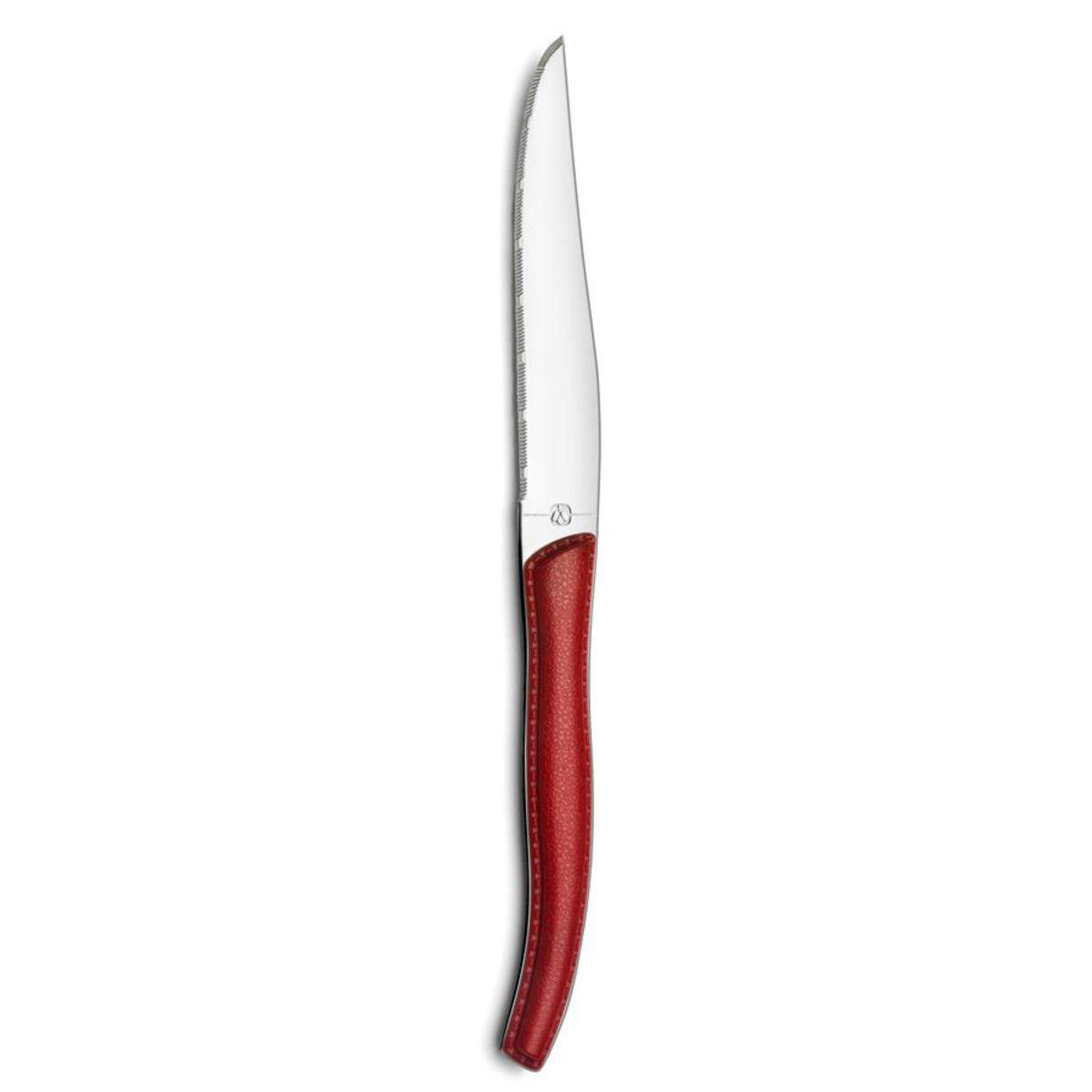 Couteau Sky lag en acier inoxydable et manche ABS effet cuir - Taille standard - Rouge