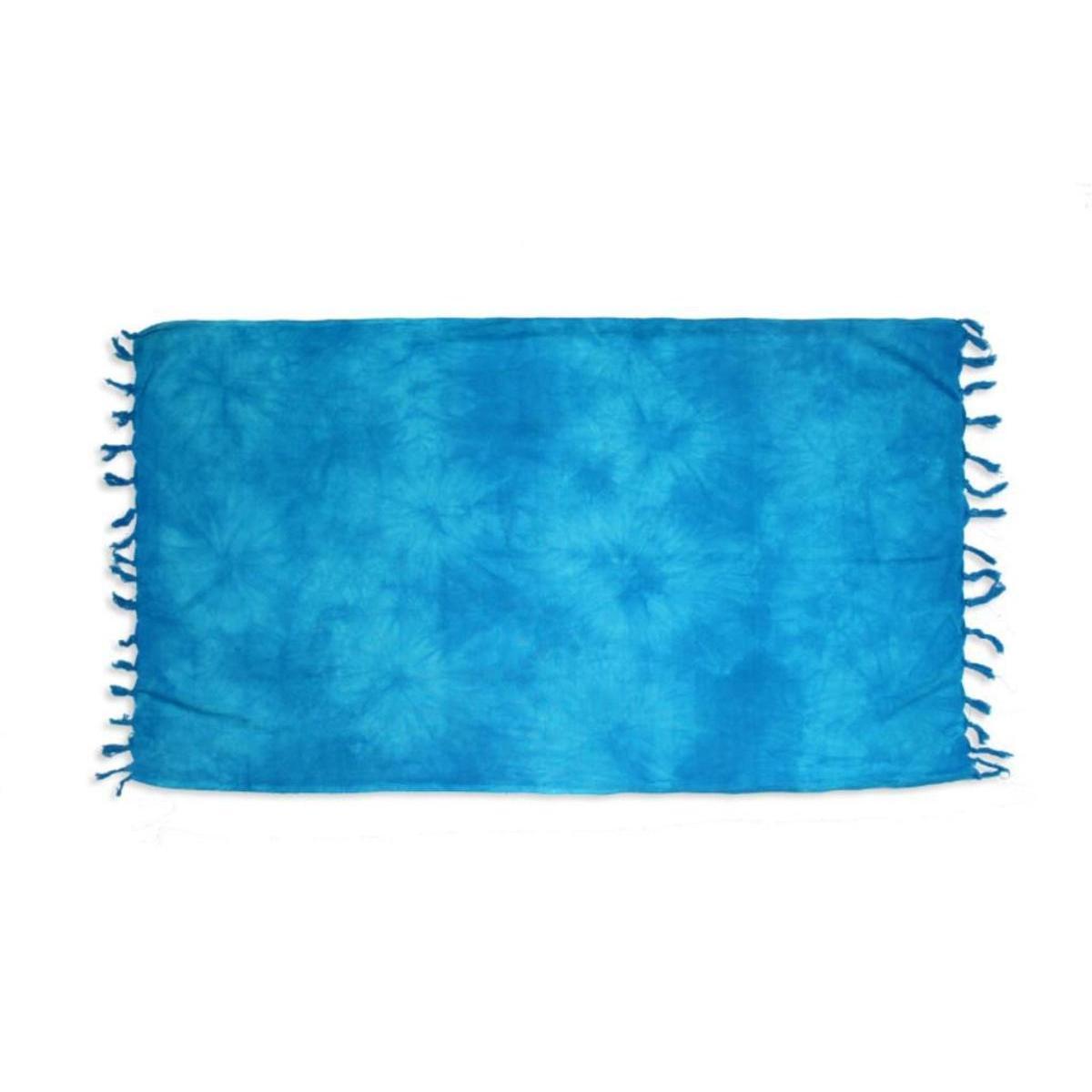 Fouta coton - 100 x 200 cm - Tie and dye bleu turquoise