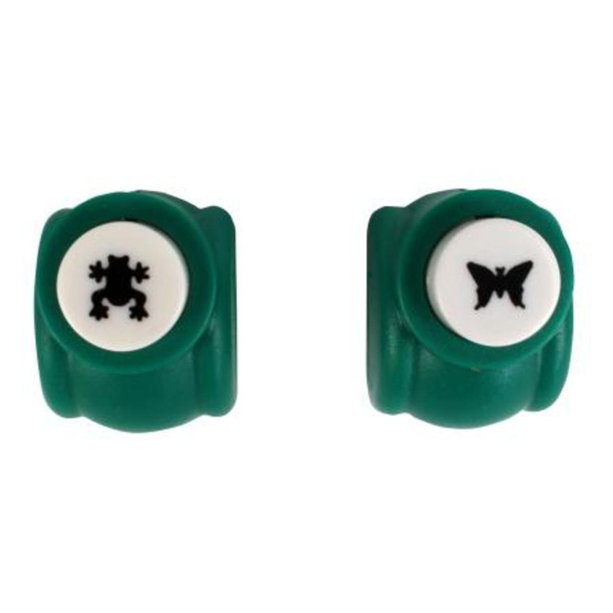 Lot de 2 perforatrices découpe papillon, grenouille - Plastique - 7,5 x 4 x 11 ,5 cm - Vert