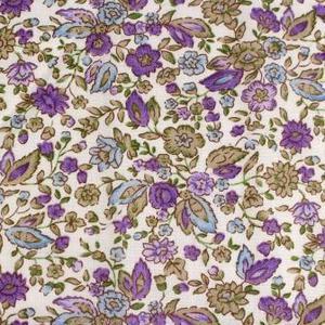 Pièce de coton imprimé fleurs - 55 x 45,5 cm - Violet parme