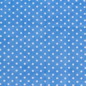 Pièce de coton imprimé pois - 55 x 45,5 cm - Blanc et bleu