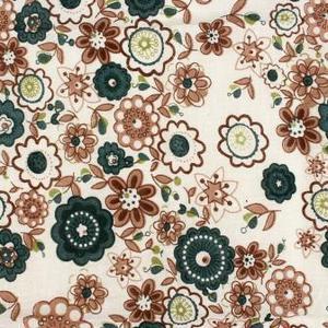 Pièce de coton imprimé fleurs psyché - 55 x 45,5 cm - Vert