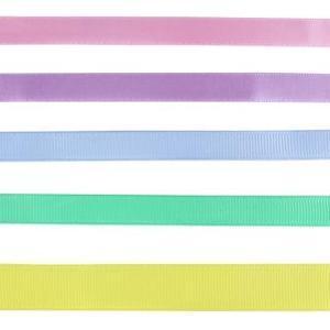 Lot de 5 rubans pastels - coton et satin - 7,5 x 0,5 x 12,5 cm - Multicolore