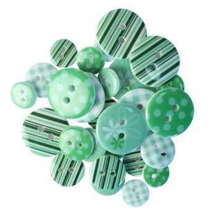 Lot de 28 boutons acryliques - Diamètre 1,1 - 1,8 cm - Vert