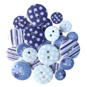 Lot de 28 boutons acryliques - Diamètre 1,1 - 1,8 cm - Bleu