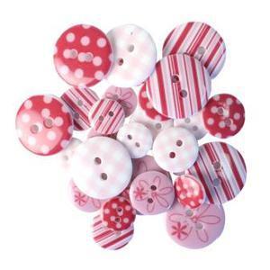 Lot de 28 boutons acryliques - Diamètre 1,1 - 1,8 cm - Rose