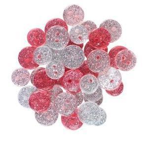 Lot de 36 boutons acryliques pailletés - Diamètre 1 à 1,3 cm - Rose