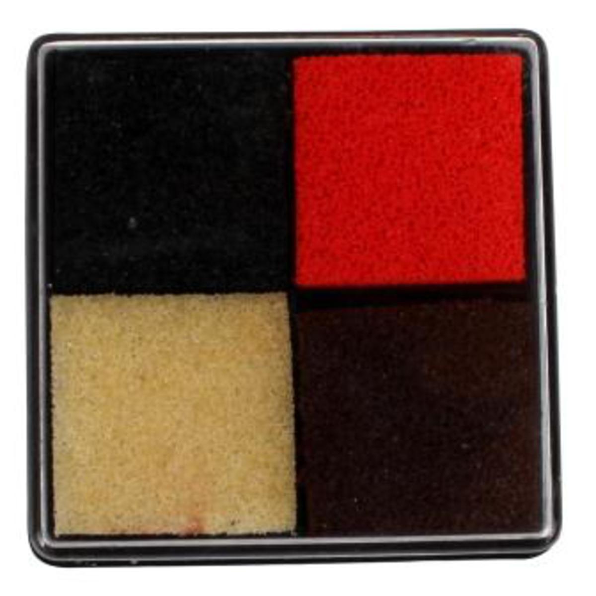 Lot de 4 tampons encreur - 7 x 1 x 12 cm - Noir, rouge, blanc et marron