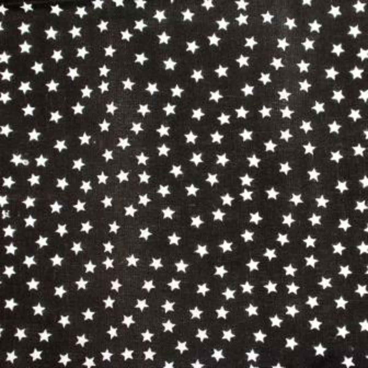Pièce de coton imprimé étoiles - 55 x 45,5 cm - Blanc et noir