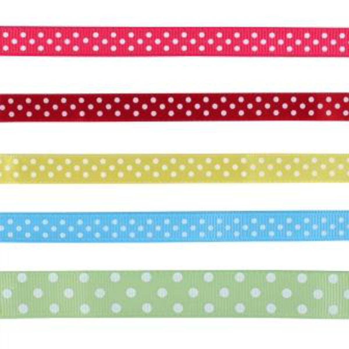 Lot de 5 rubans - Coton et satin - 7,5 x 0,5 x 12,5 cm - Multicolore