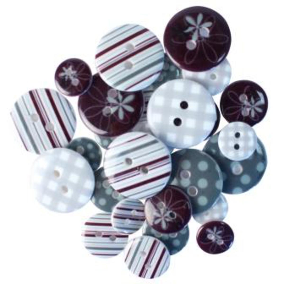 Lot de 28 boutons acryliques - Diamètre 1,1-1,8 cm - Noir et blanc