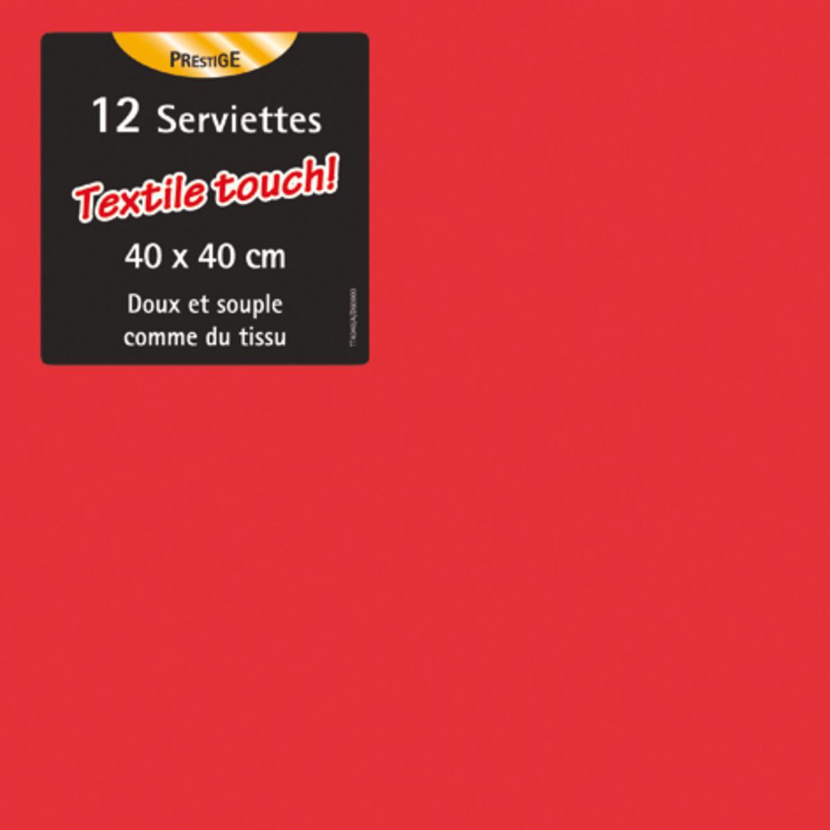 Lot de 12 serviettes - Papier - 40 x 40 cm - Rouge