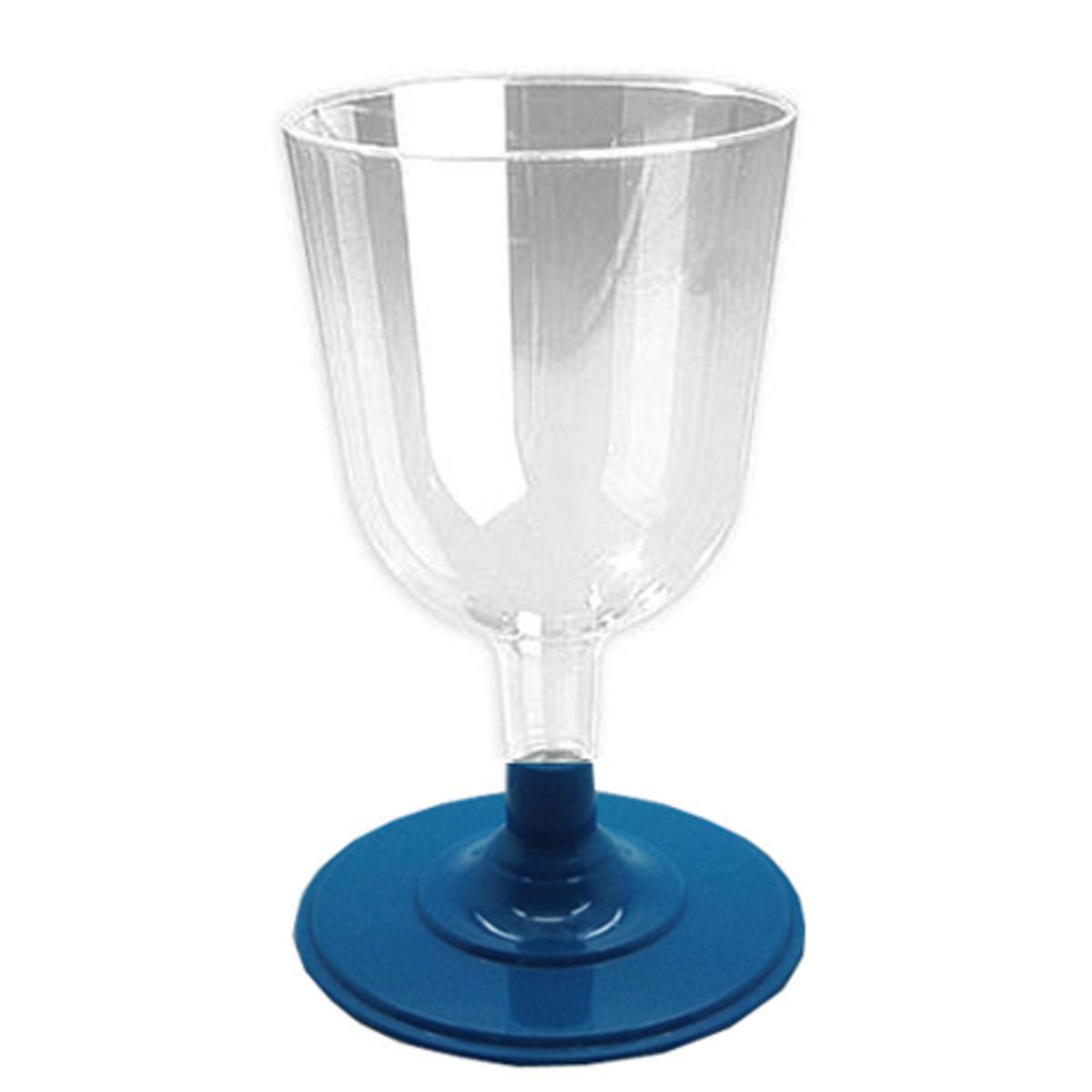 Lot de 8 verres à vin socle turquoise - 15 cl -Polystyrène- Blanc