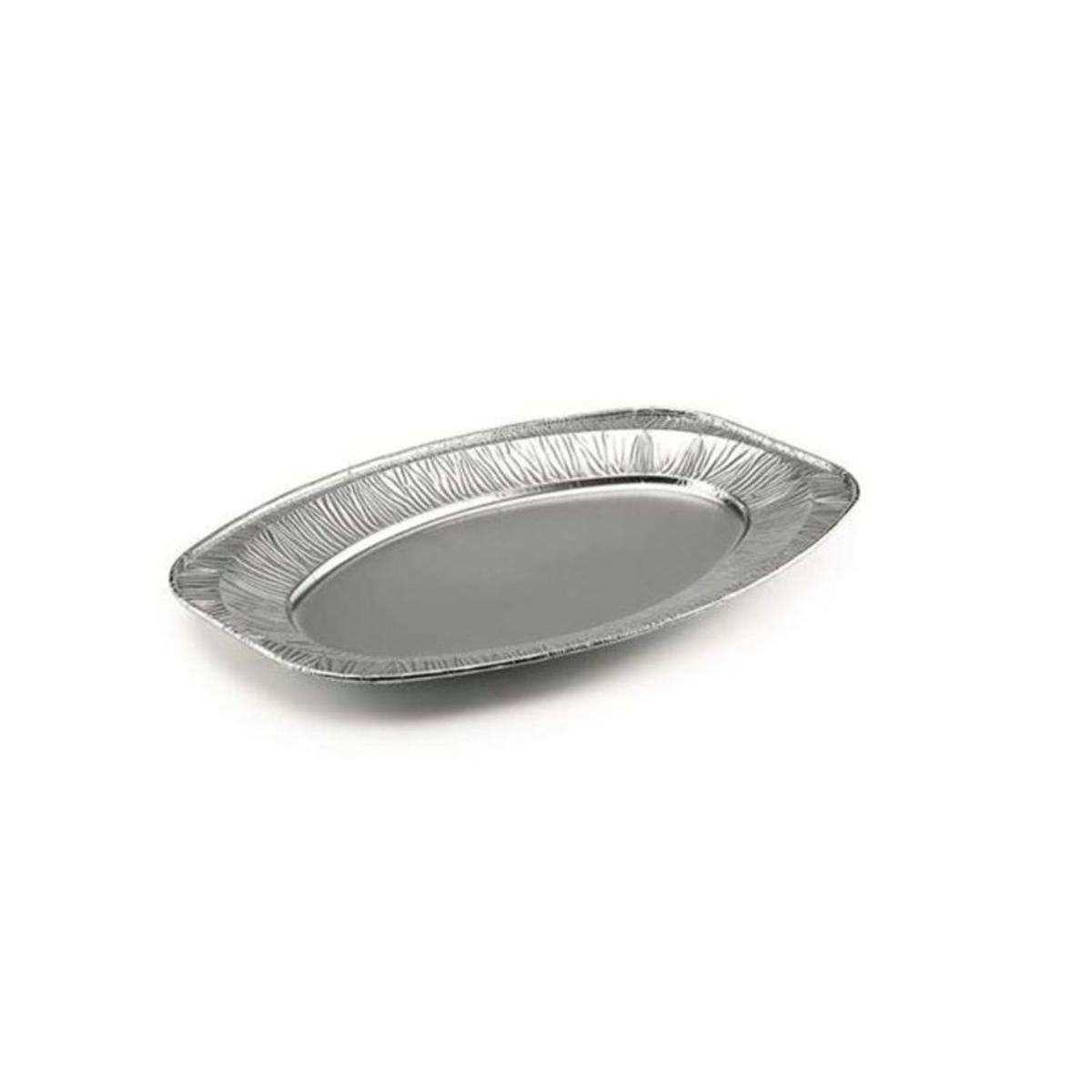 Lot de 2 plateaux ovales - 35 x 24 cm - Aluminium - Gris