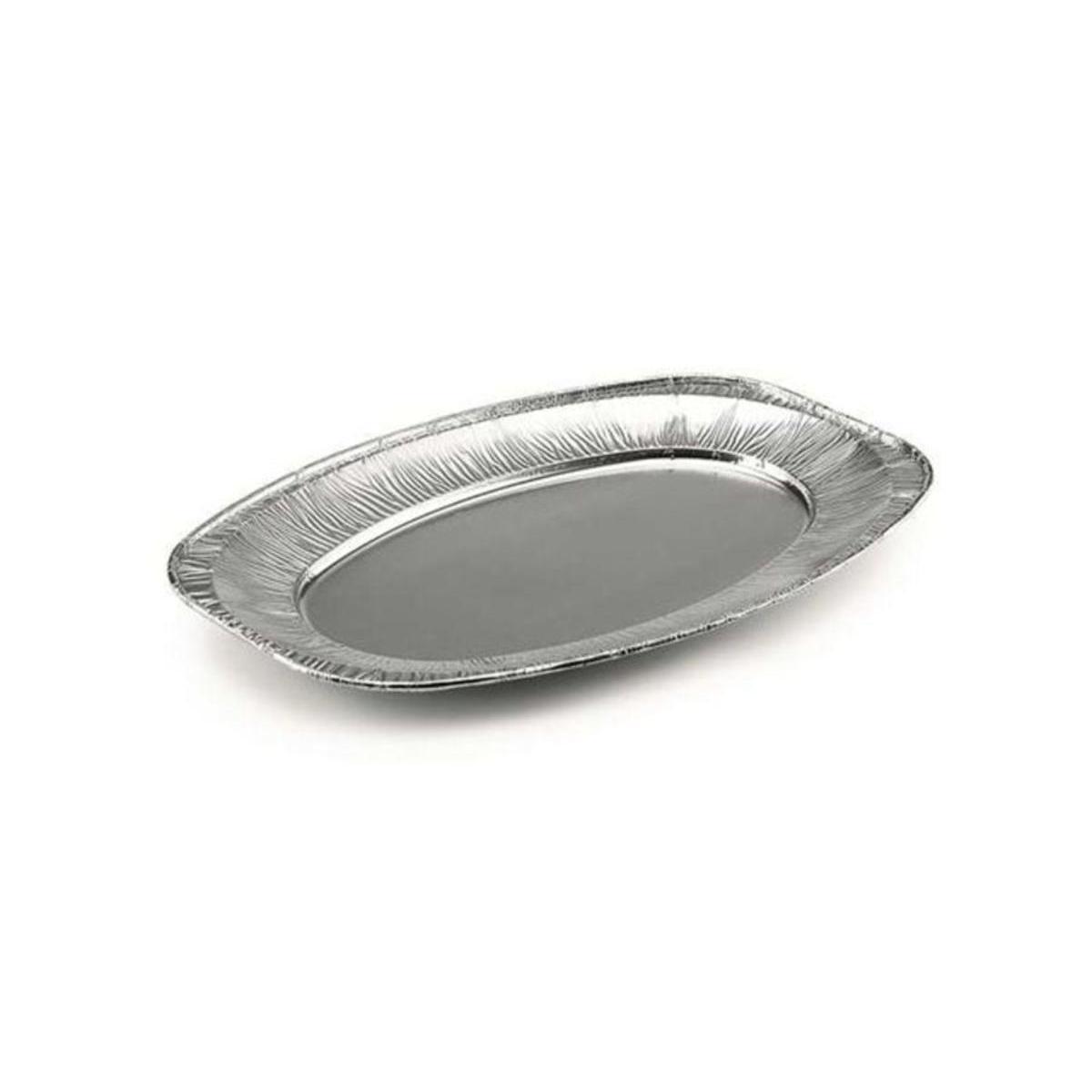 Lot de 2 plateaux ovales - 43 x 28 cm - Aluminium - Gris