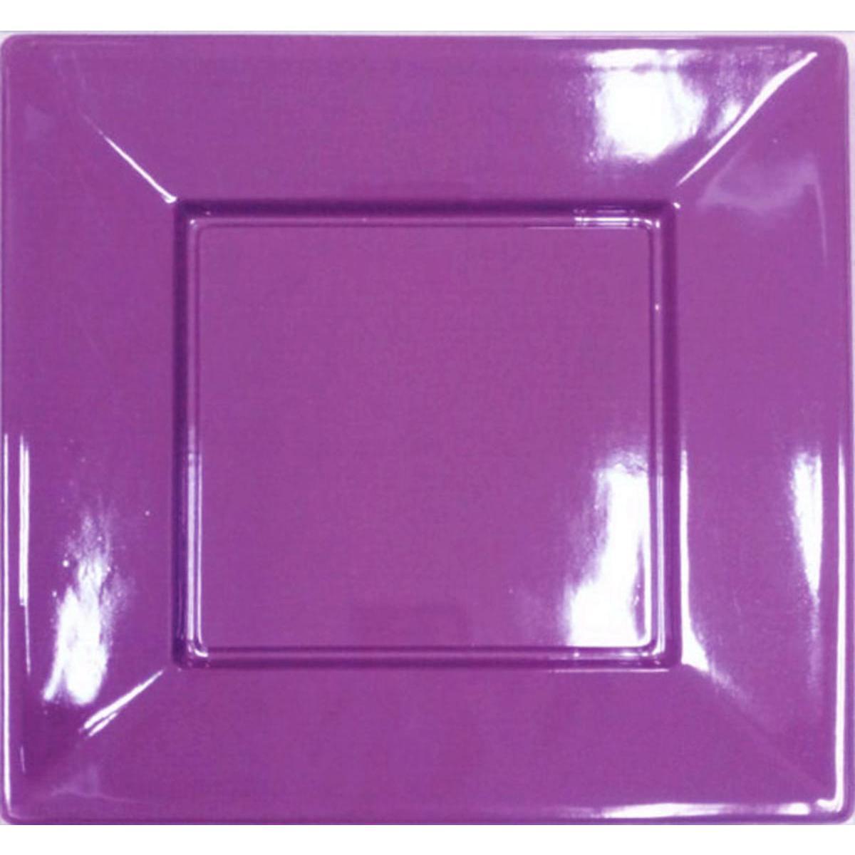 Lot de 8 assiettes carrées en plastique - 23 x 23 cm -Polystyrène- Rouge