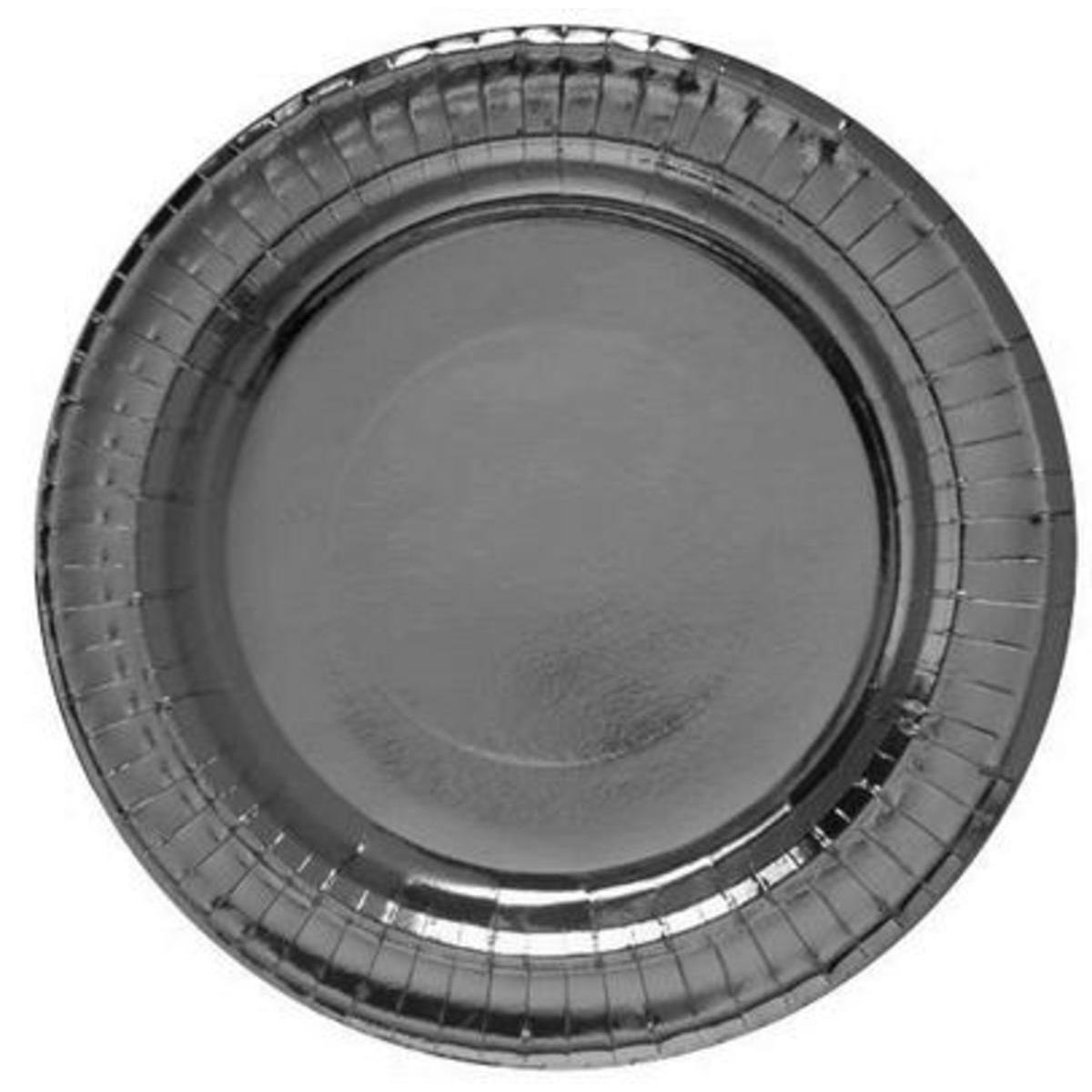 Lot de 10 assiettes - Carton - Diamètre 29 cm - Argent