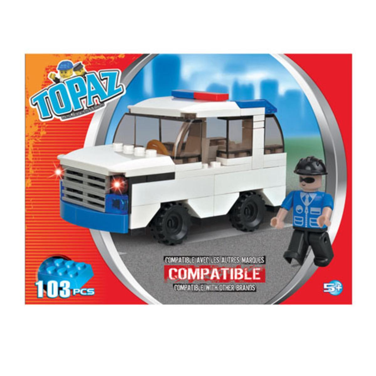 Jeu de construction camion de police 103 pièces en ABS et caoutchouc - 25,5 x 19,5 x 4 cm - Multicolore