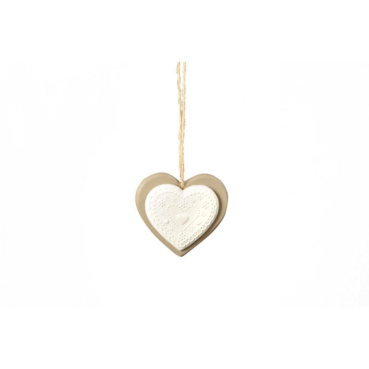 Cœur à suspendre en bois - 7 x 6,5 cm - Marron