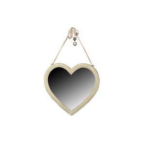 Miroir en forme de cœur en bois - 40 x 40 cm - Gris