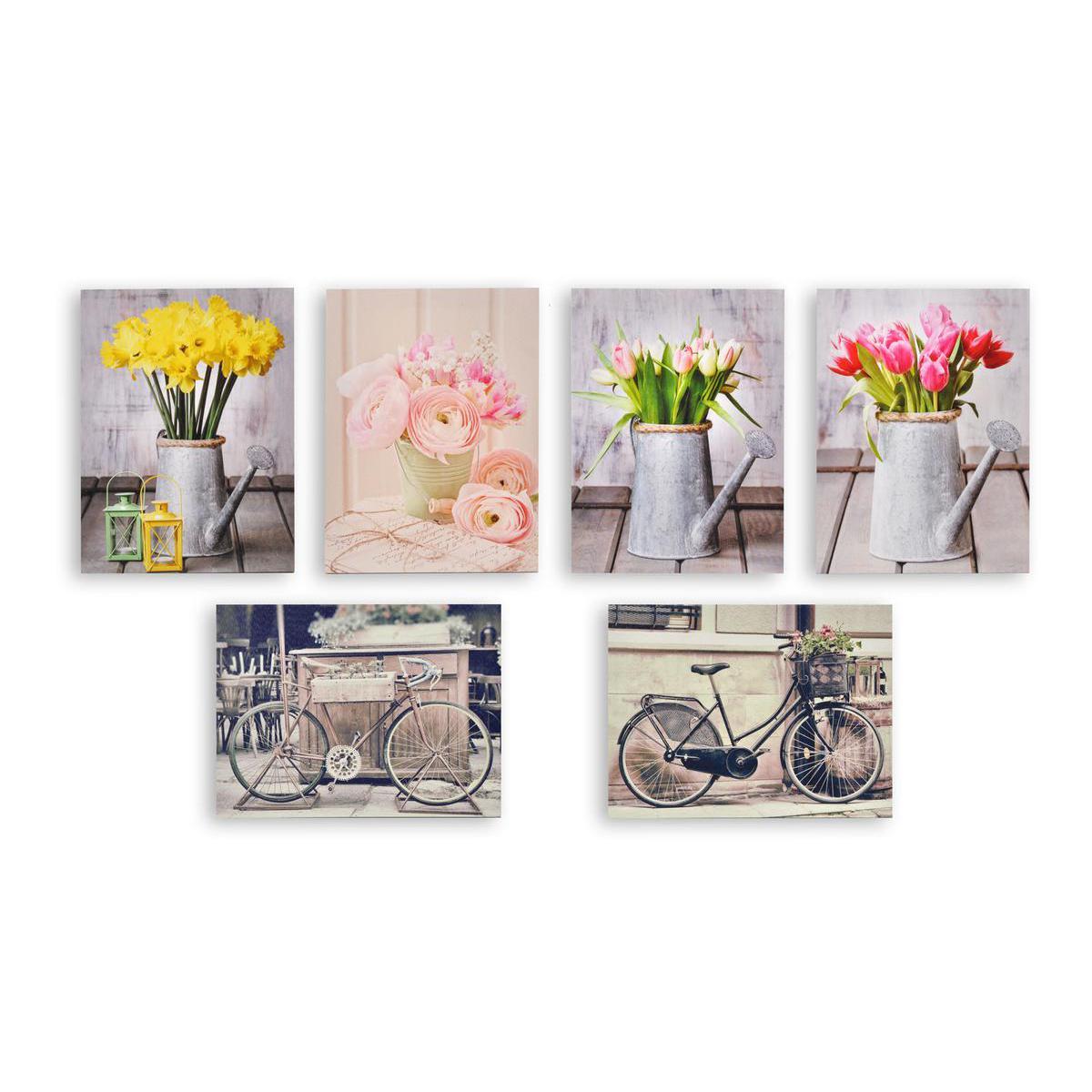 Toile imprimée thème floral en toile et châssis en sapin - 30 x 40 x 1,8 cm Multicolore