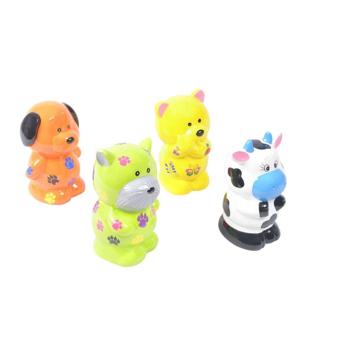 Tirelire animal en céramique - 15 cm - Multicolore