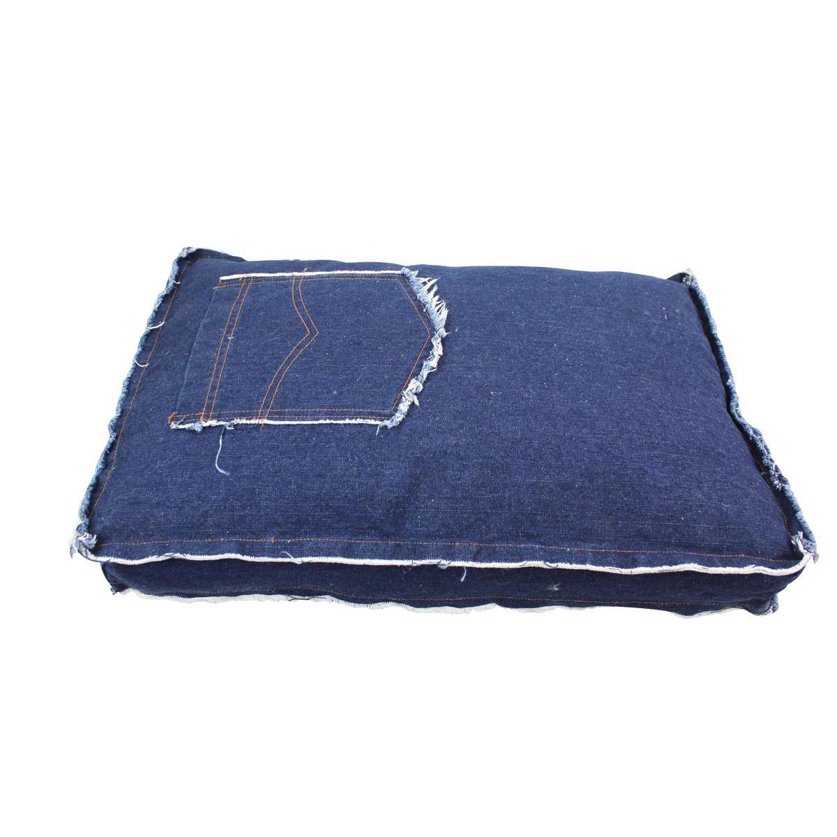 Coussin jeans - Tissu - 100 x 60 cm - Bleu