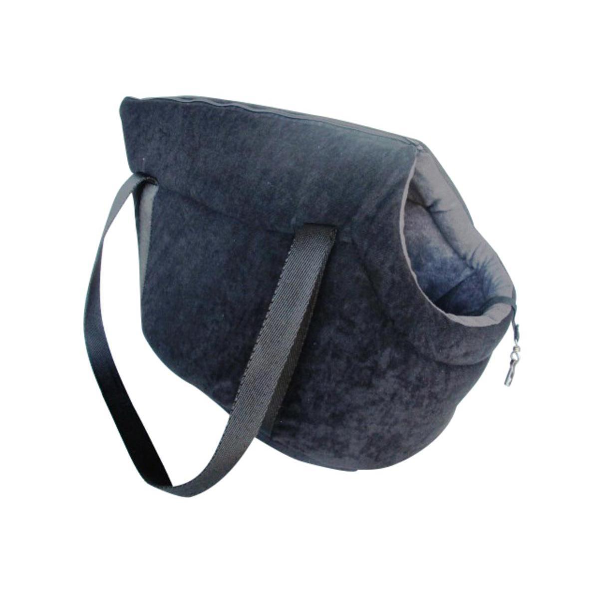 Sac de transport suédine Anna - Tissu - 40 x 25 x H 30 cm - Noir et gris